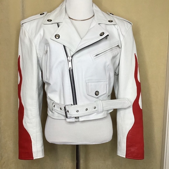 London Leatherwear Jackets & Blazers - London Leatherwear NYC leather white/red women’s L